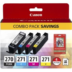 Canon PGI 270/CLI-271 Combo Color Combination Ink Cartridge, Standard, 4/Pack, 0373C005