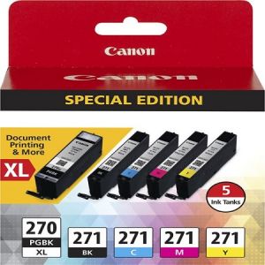 Original Canon PGI-270XL/CLI-271 Black/Color Ink Cartridges,0319C006, 5/PK