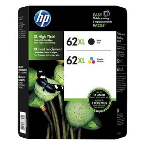 HP 62XL High Yield BK/C/Y/M Ink Cartridges,F6U02BN, Value Pack