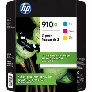 HP 910XL High Yield Color Ink Cartridges, 3YM86BN