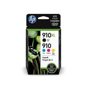 HP 910XL/910 High Yield Black, Standard Yield Cyan/Magenta/Yellow  Ink Cartridges,4 PK,3JB41AN