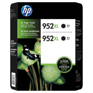 HP 952XL High Yield Black Ink Cartridges, Twin-pack, N9K29BN