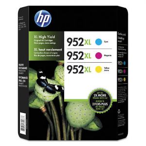 HP 952XL High Yield C/Y/M Ink Cartridges , 3PK , N9K30BN