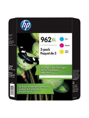 HP 962XL High Yield Cyan Yellow Magenta Ink Cartridges, Tri-Color Pack, 3JB36BN