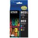 Epson 802/802XL Black/Color Ink Cartridges, Standard, 4/Pack, T802XL- BCS