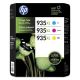 HP 935XL High Yield Cyan/Yellow/Magenta Ink Cartridges, F6U05BN