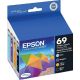 Epson 69 Black/Color Ink Cartridges, Standard Yield, 4/Pack (T069120-BCS)